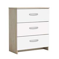 Ladekast Nano 3 lades - grijs eiken/wit - 71,7x60,5x29,4 cm