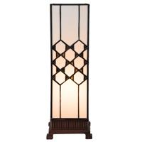 LumiLamp Tafellamp Tiffany 12*12*36 cm E14/max 1*25W Wit Glas / Polyresin Art Deco Tiffany stijl witte glas in lood ta