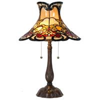 LumiLamp Tafellamp Tiffany Ø 51*66 cm E27/max 2*60W Multi Glas / Polyresin Complete Tiffany stijl glas in lood tafellamp