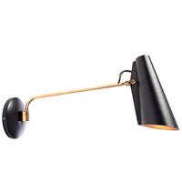 Northern Retro wandlamp Birdy in zwart/messing