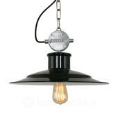 steinhauer Hängelampe Esstisch Pendelleuchte Retro Wohnzimmerlampe schwarz, Vintage Schirmlampe Höhenverstellbar, Metall silber, 1x E27 Fassung, DxH 40x195 cm