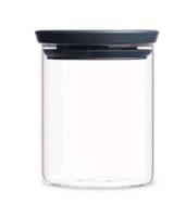 Stapelbarer Glasbehälter mit Deckel Dunkelgrau, Vorratsglas, Vorratsbehälter, Vorratsdose, 0.6 Liter, 298288 - Brabantia
