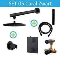 Wiesbaden Inbouw Regendouche Set 05 Caral Mat Zwart