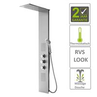 Boss&wessing BWS Douchepaneel Ontario met Thermostaat Kraan 150x20 cm RVS