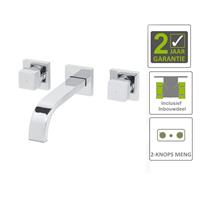 Wiesbaden BWS Wastafelkraan Inbouw Square 2- knops Chroom (incl inbouwdeel)