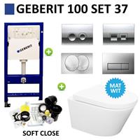 Geberit UP100 Toiletset set37 Wiesbaden Vesta Rimless Mat wit met Delta drukplaat