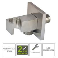 Boss&wessing BWS Luxe Muur Doucheaansluiting, Opsteek Vierkant 1/2" Geborsteld Staal