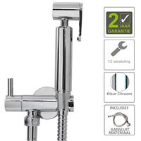 Boss&wessing BWS Chromen bidet handdoucheset met knijpfunctie, doucheslang en opsteekgarnituur