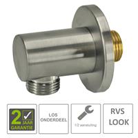 Boss&wessing BWS Luxe Messing Muur Doucheaansluiting Rond 1/2" Geborsteld Staal