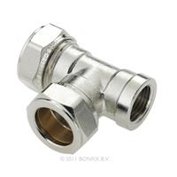 Bonfix knelkoppeling - T-stuk knel x knel x binnendraad - 15mm x 15mm x 1/2 - Vertint Messing