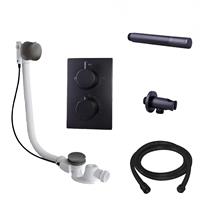 saniclear Nero thermostatische inbouw badkraan met afvoer / overloopcombinatie