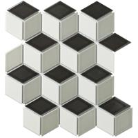 Uci Mozaïektegel  Paris Cubic 48x81 mm Wit/Grijs/Zwart-Mix 