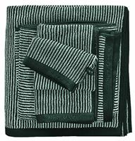 Marc O'Polo Timeless Tone Stripe Pine Green & Off White-6 x Washandjes (16 x 22 cm)