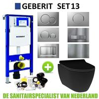 Geberit UP320 Toiletset set13 Idevit Alfa Matzwart Randloos met Sigma drukplaat