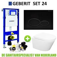 Geberit UP320 Toiletset set24 Wiesbaden Vesta Rimless 52cm Met Matzwarte Drukplaat