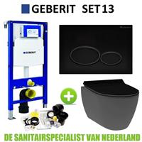 Geberit UP320 Toiletset set13 Idevit Alfa Matzwart Randloos Met Matzwarte Drukplaat