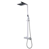 Aqua Splash Ceres Square Douche-Opbouwset + Thermostaat Kraan Chroom 