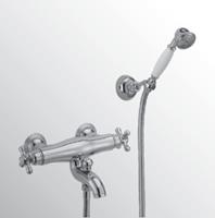 Huber Croisette Badthermostaatkraan met handdoucheset Goud 193CS01HAG