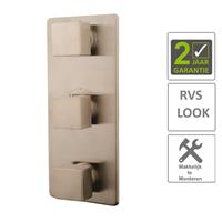 Boss&wessing BWS Afbouwdeel Vierkant Douche Thermostaat 3Weg RVS Look