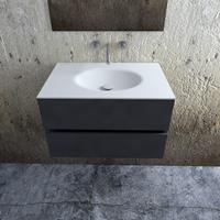 Zaro Sevilla Solid Surface badkamermeubel 80cm mat antraciet zonder kraangat