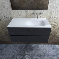 Zaro Valencia Solid Surface badmeubel 100cm mat antraciet zonder kraangat spoelbak rechts