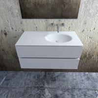 Zaro Sevilla Solid Surface badmeubel 100cm mat wit zonder kraangat spoelbak rechts