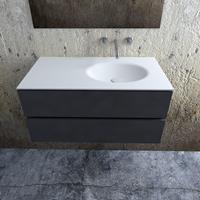 Zaro Sevilla Solid Surface badmeubel 100cm mat antraciet zonder kraangat spoelbak rechts