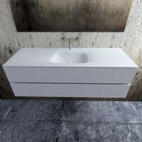 Zaro Valencia Solid Surface badmeubel 150cm mat wit zonder kraangat spoelbak midden