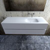 Zaro Valencia Solid Surface badmeubel 150cm mat wit zonder kraangat spoelbak rechts