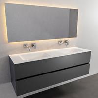 Zaro Valencia Solid Surface badmeubel 150cm mat antraciet zonder kraangat dubbele spoelbak