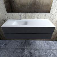 Zaro Valencia Solid Surface badmeubel 150cm mat antraciet 1 kraangat spoelbak links
