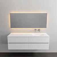 Zaro Sevilla Solid Surface badmeubel 150cm mat wit zonder kraangat spoelbak rechts 4 lades
