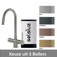 Selsiuz Kokendwaterkraan  Steel Rond Inclusief Boiler (Keuze uit 3 boilers en 4 kleuren)