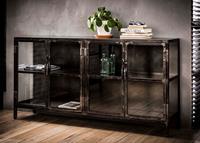 Lifestylefurn Industrieel DressoirRift Metal' 180cm met 4 glazen deuren