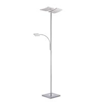 LED-vloerlamp RUBEN, staal, lichtkleur warm wit, 11+4W, schijnwerperkop dimbaar, leesarm verstelbaar
