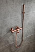 saniclear Copper thermostatische badkraan met handdouche geborsteld koper