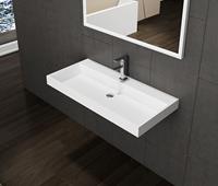 Lambinidesigns solid surface wastafel zonder kraangat 100x47x8cm mat wit