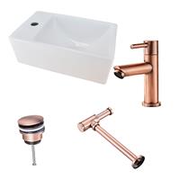 Mueller Rhea xxs fonteinset met koper kraan en toebehoren links