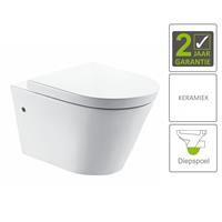 Boss&wessing BWS Wandcloset Flow Randloos Diepspoel 55cm EasyCleaning Inclusief Zitting Wit