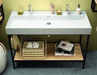 Muebles Davinci staand badkamermeubel 120cm inclusief wastafel 2 kraangaten, mat zwart frame