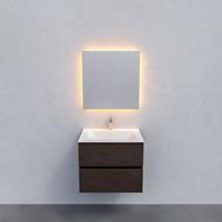 Zaro Valencia Solid Surface badkamermeubel 60cm donker eiken 1 kraangat met 2 lades