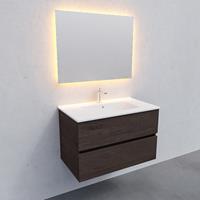 Zaro Malaga badkamermeubel 80cm donker eiken 1 kraangat met 2 lades