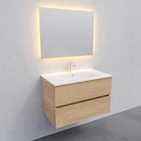 Zaro Malaga badkamermeubel 80cm licht eiken 1 kraangat met 2 lades