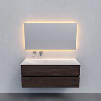 Zaro Sevilla Solid Surface badmeubel 120cm donker eiken zonder kraangat spoelbak links met 2 lades