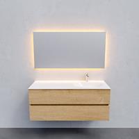 Zaro Sevilla Solid Surface badmeubel 120cm licht eiken 1 kraangat spoelbak rechts met 2 lades