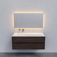 Zaro Valencia Solid Surface badmeubel 120cm donker eiken zonder kraangat spoelbak links met 2 lades