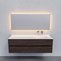 Zaro Sevilla Solid Surface badmeubel 150cm donker eiken zonder kraangat spoelbak rechts met 2 lades
