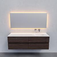 Zaro Sevilla Solid Surface badmeubel 150cm donker eiken zonder kraangat spoelbak rechts met 4 lades