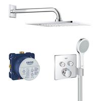 Regendoucheset Inbouw Grohe Grohtherm Smartcontrol 25.4cm Vierkant Chroom Thermostaatkraan Handdouche