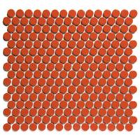 UCI Venice Pennyround mozaïektegel 1.9x0.5x0.5cm wandtegel voor binnen en buiten Rond Keramiek Oranje VKN060